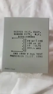Vintage Reeves rico - 105044 Power Transformer 1500V, 550V, 100mADC, 20hy
