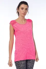 Jerf Womens Cape Pink Melange Seamless Active Top Mesh