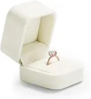 Woodten Velvet Small Ring box for Engagement Wedding Valentine's Day White Rings Gift Case Ring Box for Engagement Ring