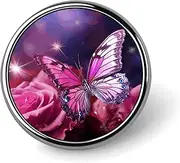 [FZMVSQH] Pink Butterfly Printed Round Button Pin Badges Metal Pinback Buttons 1 Inch Pins for Hat Shirt Clothing Bags Decoration