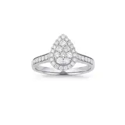 9ct White Gold Diamond Pear Shape Ring