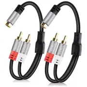 RCA Splitter Y-RCA Cable, 1 Female to 2 0.6 Feet（2 Pack）