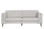 HILLIS 3-SEATER SOFA SETTEE COUCH GREY FABRIC SOLID EUCALYPTUS TIMBER