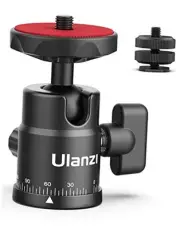 Mini Ball Head, ULANZI Panoramic Tripod Head + Dual Hot Shoe Mount DSLR H28