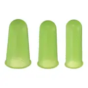 9Pcs Rubber Fingers Tips Finger Protectors Silicone Thimble 3 Sizes Green
