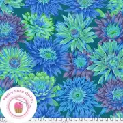 KAFFE FASSETT Free Spirit TROPICAL WATER LILIES J119 Blue Floral Quilt Fabric