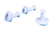 Set of 3 Rose Flower Leaf Leaves Plastic Plunger Cookie Cutters Baking Tool