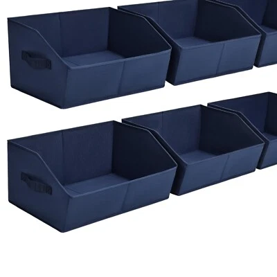 Compact Storage Solutions - Collapsible Navy Blue Baskets, 6-Pack for All Spaces