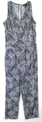 DKNY Sleeveless Jumpsuit Size 16 Blue/White Retail $129