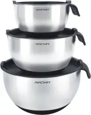 Classic Black Mixing Bowls Set with Lids - Dishwasher Safe & Space-Saving Design