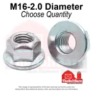 M16-2.0 Class 10 Hex Flange Top Lock Nuts Zinc Clear Coarse Thread (Pick Qty)