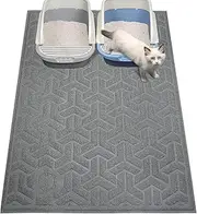 Cat Litter Mat, Litter Trapping Mat Soft on Kitty Paws, Durable Large Litter Box Mat 46 x 35 Inches Scatter Control for Cat Litter, Waterproof and Non-Slip Cat Mat.