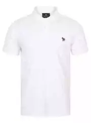 Mens Paul Smith Cotton Zebra Motif Short Sleeve Polo In White
