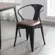 加寬鐵皮椅歐式金屬餐椅設計師咖啡廳工業風格軟包皮坐面鐵藝椅子