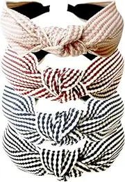 Jseng 4PC Handmade Braid Headband Cloth Cross Knot Elastic Hair Hoop Sweet Wide Hairband for Women Girls