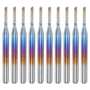 10Pcs 1/8"Shank 1.4mm Tungsten Carbide Blue Coated End Mill CNC Router Bit