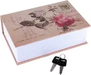 Book Safe Box, Portable Hidden Security Rose Book Storage Case with Key Lock Travel Home Jewelry Passport Money Cash Secret Security Lock Box 18 x 11.5 x 5.5cm / 7.09 x 4.53 x 2.17inch