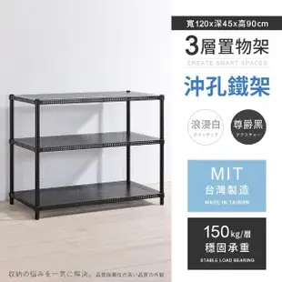 【AAA】MIT耐重沖孔式三層置物架 120x45x90cm(沖孔架.鐵力士架.收納架.貨架.層架.鐵架.儲物架)