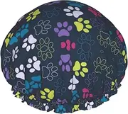 Cute Dog Paw Print Various Activities Shower Cap Reusable Soft And Lightweight Bath Hair Cap Long Hair