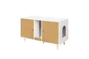 3 In 1 Cat Litter Box Enclosure Hidden Pet Bed House Side Console Table Hallway Indoor Cabinet Modern