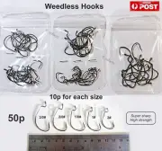 50x Quality Weedless Worm Hooks for Soft Plastic Lure bait Salmon Snapper Bream