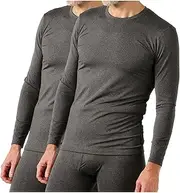 [LAPASA] Men’s 2-Pack Thermal Underwear Long Sleeve Crew Tops Fleece Lined Base Layer for Winter Traveling M09