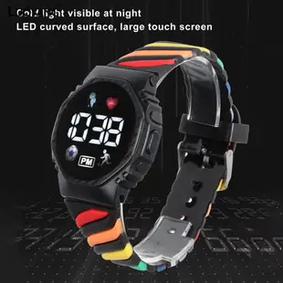 洛陽牡丹 LED電子錶C5 11彩虹雙色腕帶手錶方形防水數字學生電子錶