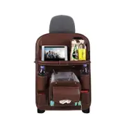 PU Leather Car Seat Back Organiser Storage Bag Foldable Table Tray Cup Holder