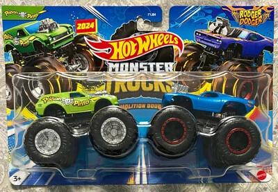 Hot Wheels 2024 Monster Trucks Doubles Poison Pinto / Rodger Dodger #HWN70 1:64
