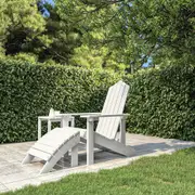 Garden Adirondack Chair with Footstool HDPE White vidaXL