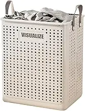 Laundry Basket, Large Laundries Hamper Bag Washing Bags Foldable Dirty Clothes Storage Container Organiser Organization, for Home Bathroom Bedroom Plastic (White)
