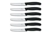 Victorinox 6-Piece Wavy Edge Steak and Tomato Knife, Round Tip, Black, 6.7833.6