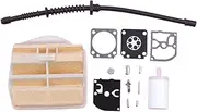 XXUMKL Fit for H-u-s-q-v-a-r-n-a 445 445E 450 450E Carburetor Repair Rebuild Kit Chainsaw Replace Spare Part Air Fuel Filter Line