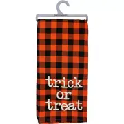 PBK Halloween Trick Or Treat Black and Orange Kitchen Dish Towel