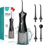 COSLUS Water Dental Flosser Pick for Teeth: 4 Modes Cordless Portable Black