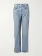 [AGOLDE] AGOLDE - 90's Pinch Waist Long Frayed High-rise Straight-leg Jeans - Light denim - 24 24 Blue