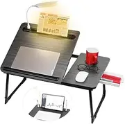 CloudTrip Plus XL Upgraded Laptop Desk with Light, iPad Holder, Drawer Storage - Larger 23.6IN Size - Multifunctional Lap Desk for Bed, Home Office, Breakfast Tray, Fordable Legs Desk