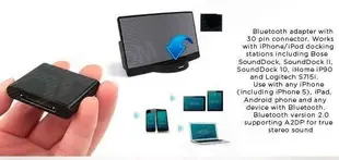 特價 30pin音響無線藍芽音頻樂接收器iphone4S接口JBL音箱Bose適配器