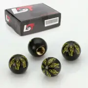 4x Valve Caps Aluminium Tire Valve Ball Fire Black for Mazda (for: Mazda)