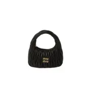 MIU MIU Wander Small $2750 Black Nappa Leather Hobo Bag New And Authentic