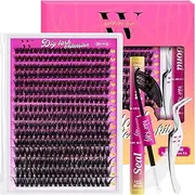 Lash Extension Kit 320PCS Eyelash Clusters 50D DIY Eyelash Extension Kit Individual Lashes Natural Lash Clusters Kit with Lash Bond and Seal,Tweezers(D-Mix9-16mm Kit)