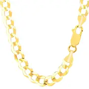 14k Yellow Solid Gold Comfort Curb Chain Bracelet, 8.2mm, 8.5"