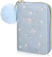 [PACKOVE] Floral Pattern Embroidered Cardholder Zipper Wallet Coin Pouch Mini Purse
