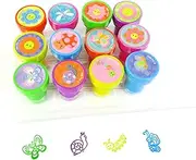 TINYMILLS 12 Pcs Spring Flowers Butterfly Stamp Kit for Kids Self Inking Stamps Gift Easter Basket Filler Rewards