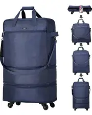 Hanke Navy Expandable Foldable Luggage Suitcase Collapsible Rolling Travel Bag