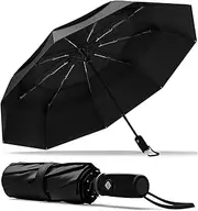 AnnuoYi Travel Folding Umbrella, Windproof Travel Umbrella, Lightweight Folding Umbrella Automatic Open Close (Black)