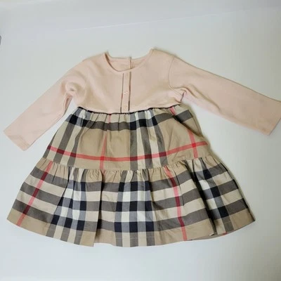 12 Months Authentic BURBERRY Baby Girl 2 pc Bloomer Dress Set