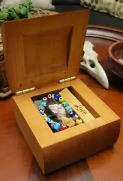 Cherry Wood Witch Box With Witchy Items Jewelry Trinket