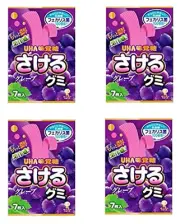 UHA Mikakuto Japanese Sakeru Grape Gummy Candy 7 Pieces 32.9g - Pack of Four (4)