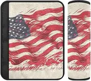 Cartoon USA Flag 4th of July Independence Day 2 Pack car Seats Strap Covers, Protects Your Neck and Shoulders, carseat Belt Covers for Truck Backpack SUV